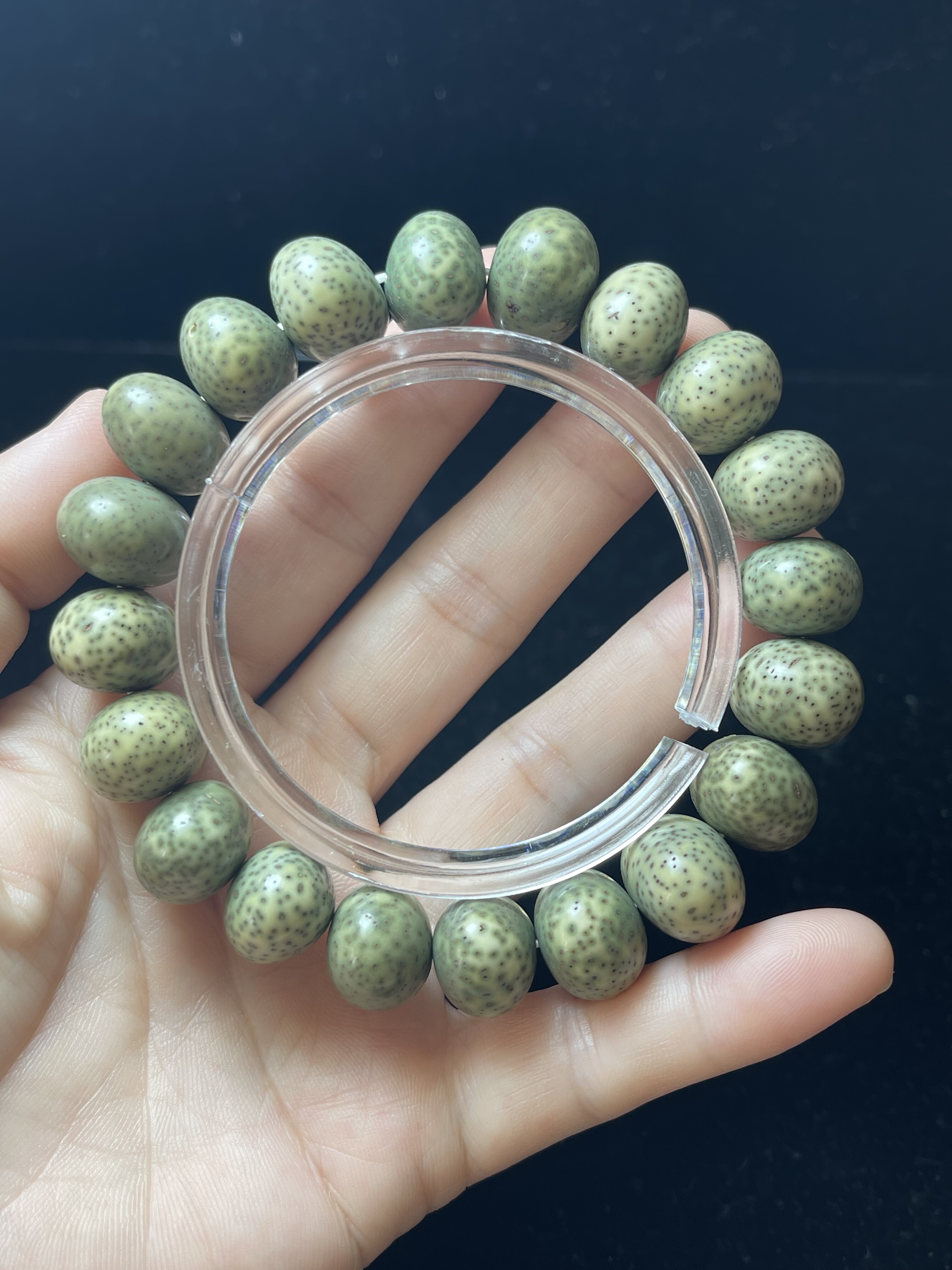 石玉料星月菩提手串14x17随形元宝籽手串原生态星月菩提手串单圈