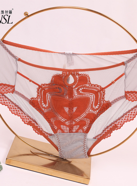 奥维丝丽2321K女士中腰刺绣单层超薄三角短裤蕾丝内裤配221 2322