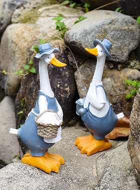 创意鸭子庭院摆件家居花园树脂工艺品公园户外装饰品动物园林摆设