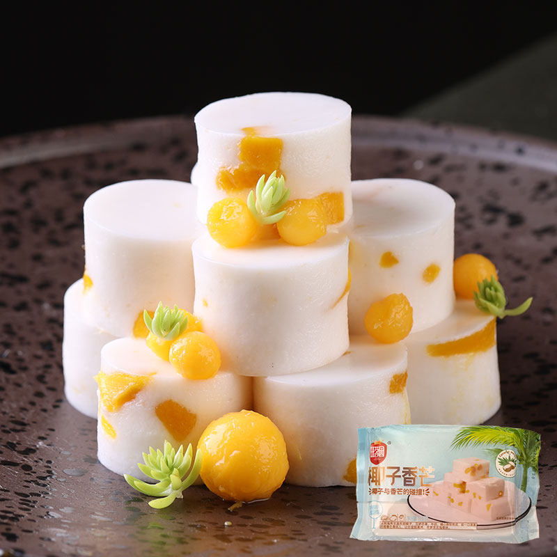 旺茗园椰子香芒牛奶布丁百香芒果甜品凉菜解冻即食冷冻方便菜300g