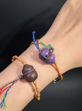 合香珠葫芦搭配橄榄核竹节手链手工编织好运红手绳礼物