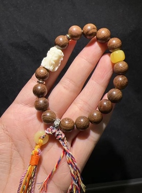金丝檀木10MM搭配九尾狐仙象牙果文玩手链