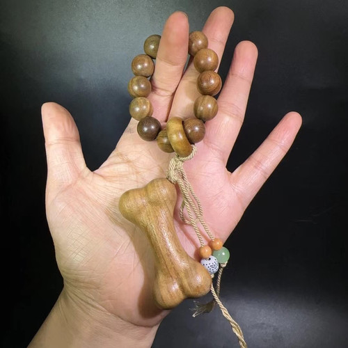 绿檀木骨头手捻车挂手把件手捻男女随身把玩吊坠挂件手持文玩把件