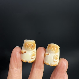 象牙果雕刻小卡皮巴拉原果文玩手工diy时尚手串配饰配件上下孔