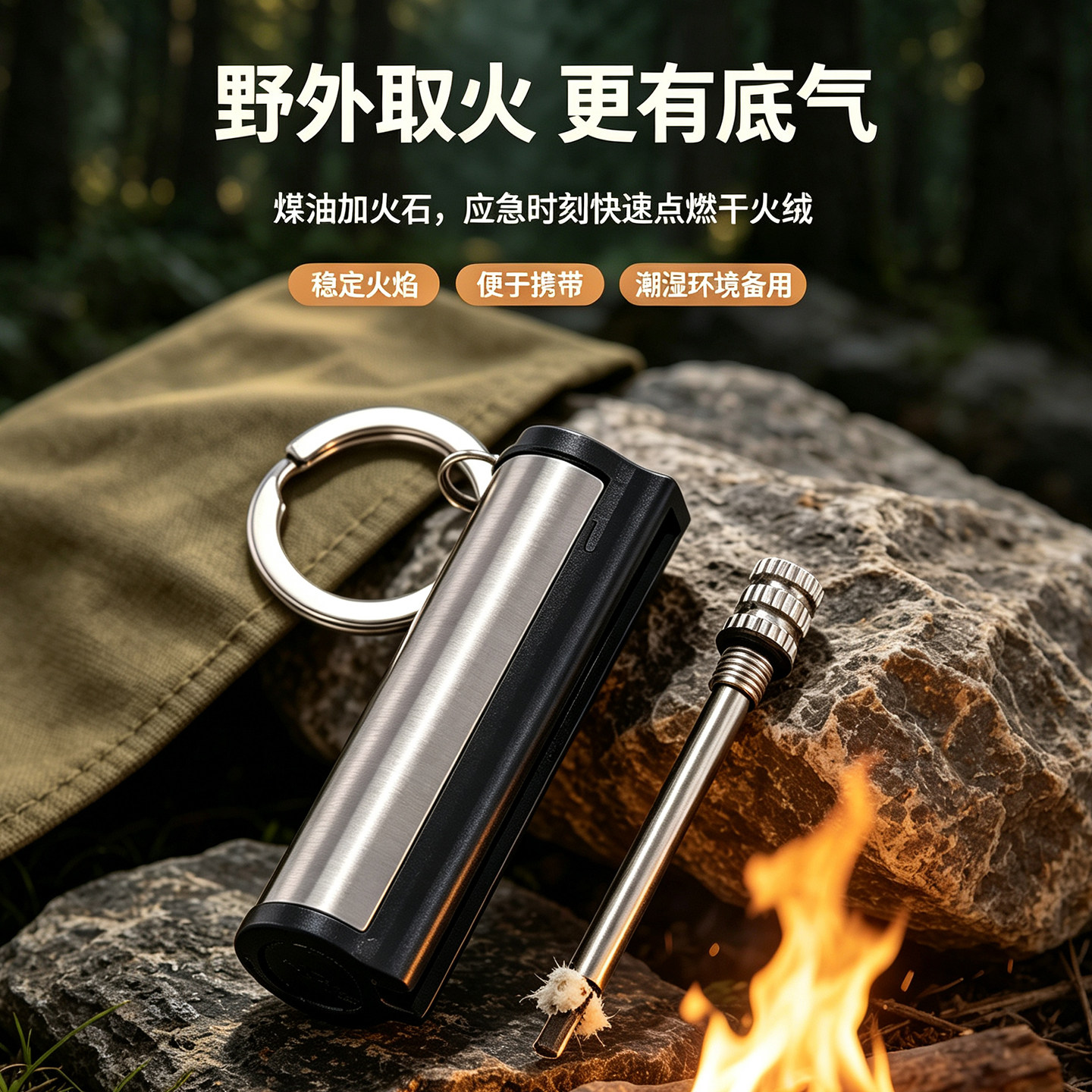 万次火柴煤油打火机户外防风防水求生专用野营军旅耐用火机战备