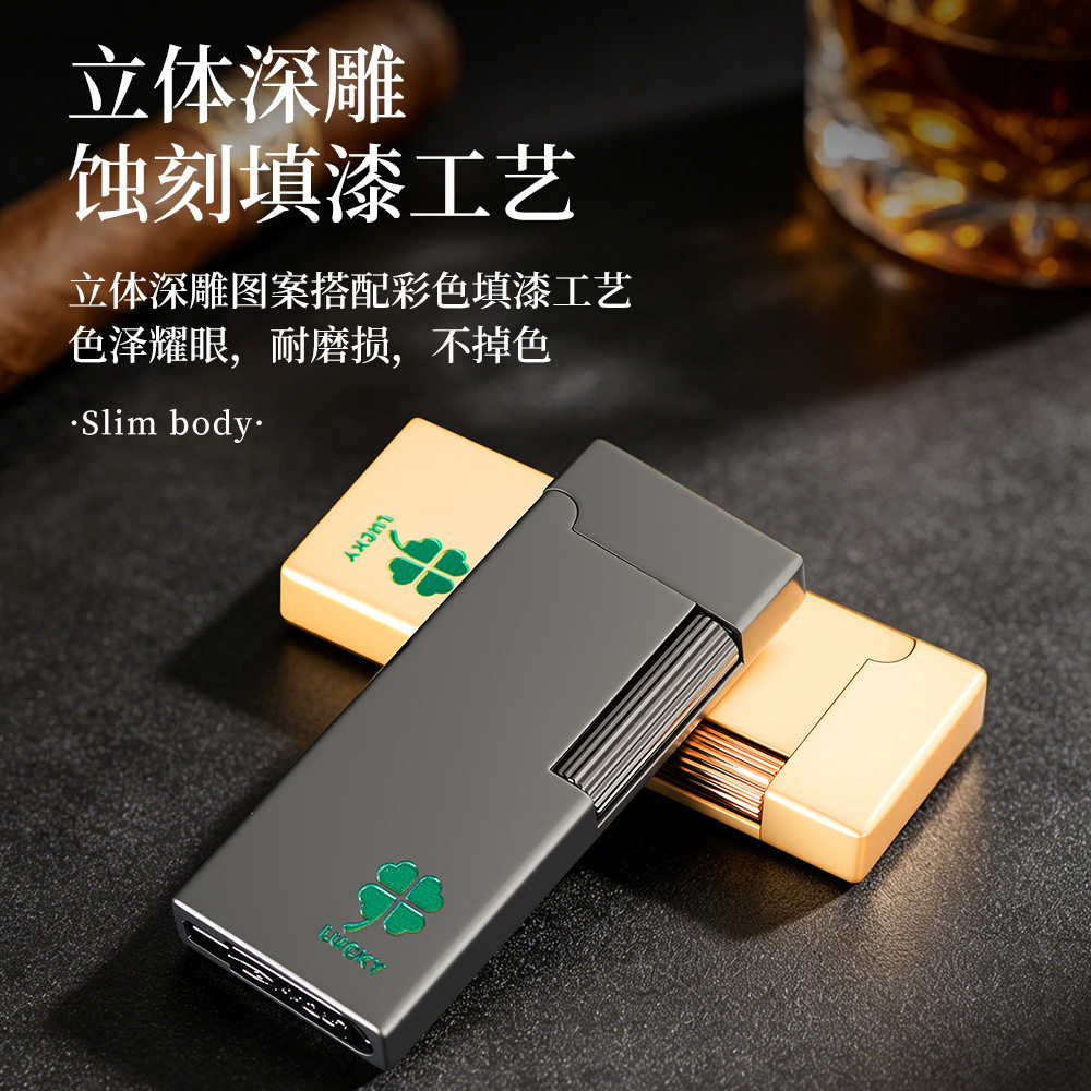 品牌砂轮火石侧滑轮打火机超薄送男生便携火机男士高档高颜值网红