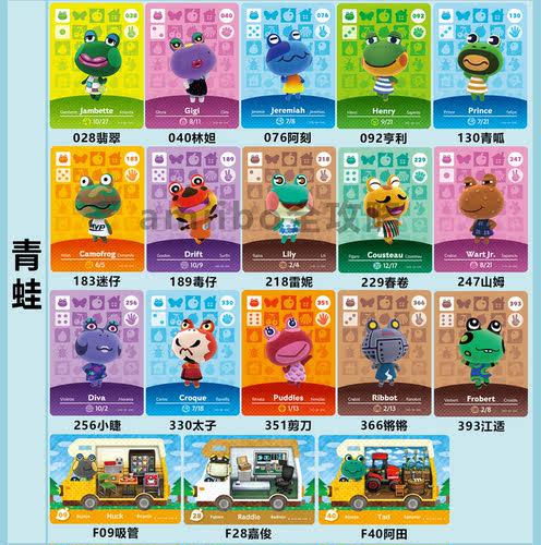 【青蛙】动森友会amiibo卡村民雷妮锵锵阿田春卷林妲亨利无限刷