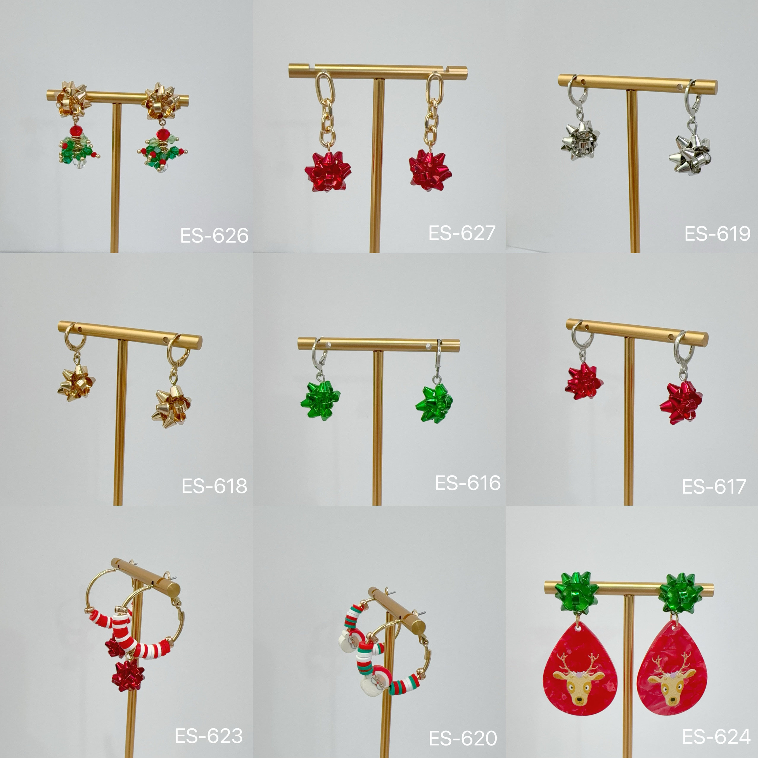 青岛外贸欧美原单圣诞节系列质感铁片花卉耳钉撞色设计耳环耳饰女