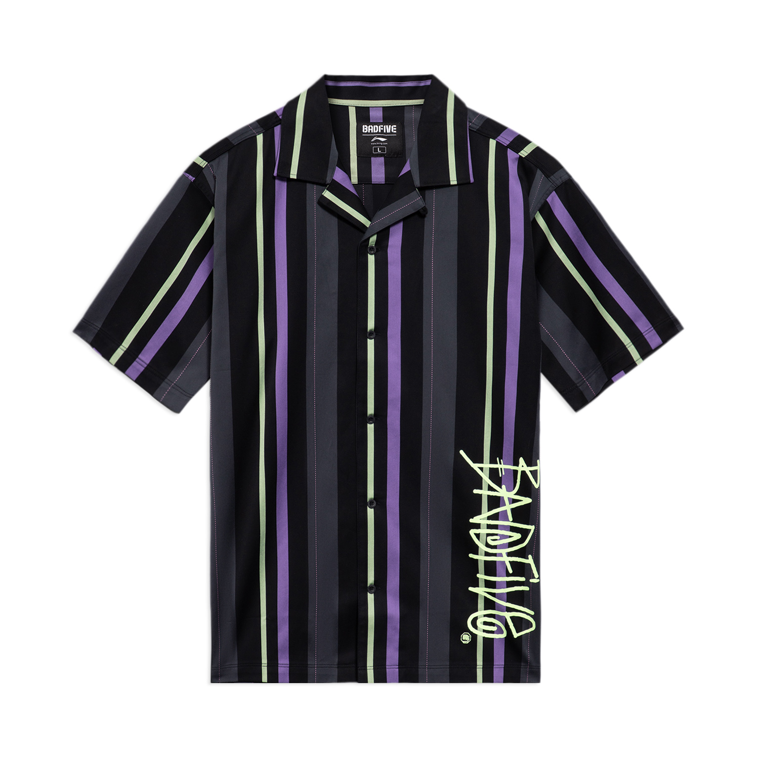 Lining/李宁正品反伍BADFIVE男子宽松休闲短袖翻领衬衫ASHS381