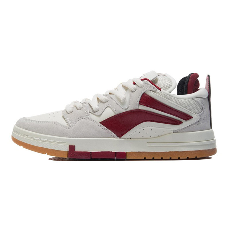 李宁新款惟吾PRO常青款白生胶白红生胶复古休闲滑板鞋AECR073