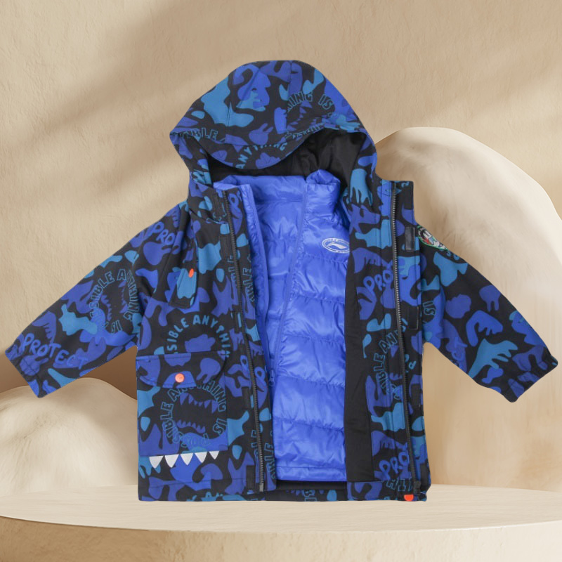 李宁冬季新品男小童厚保暖三合一套装运动风衣羽绒服YWBR015