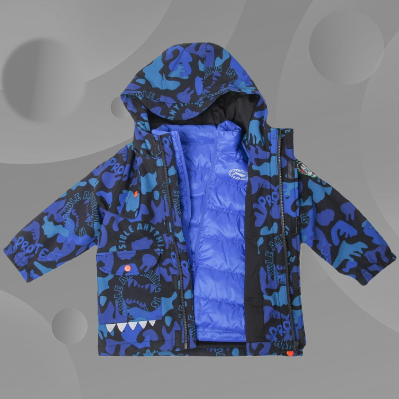 李宁正品冬季新品男小童厚保暖三合一套装运动风衣羽绒服YWBR015