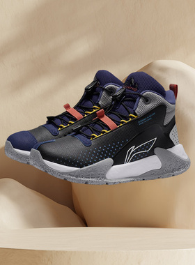 李宁正品童鞋春款男运动篮球鞋中大童革面高帮舒适运动鞋YKER004