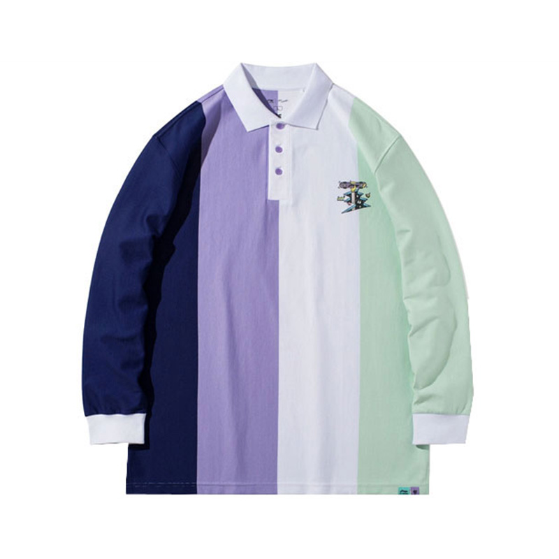 中国李宁滑板闪浪联名男女同款秋新款宽松长袖POLO衫APLR143