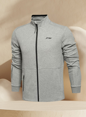 李宁正品男子新款运动休闲舒适百搭开衫卫衣立领夹克外套AWDL435