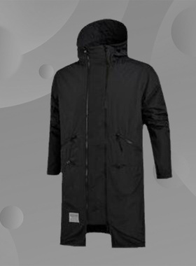 李宁运动风衣男子秋季新款时尚潮流系列长款宽松连帽外套LFDM021