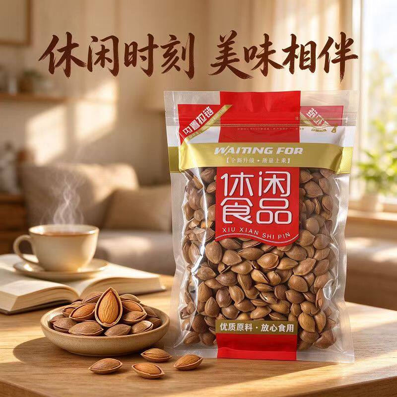 开口杏核奶香味手剥小白杏每日坚果休闲袋装零食500g