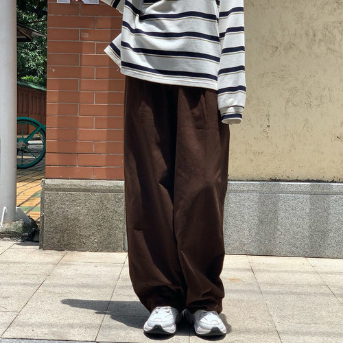 高腰日系原创纯棉休闲裤咖色