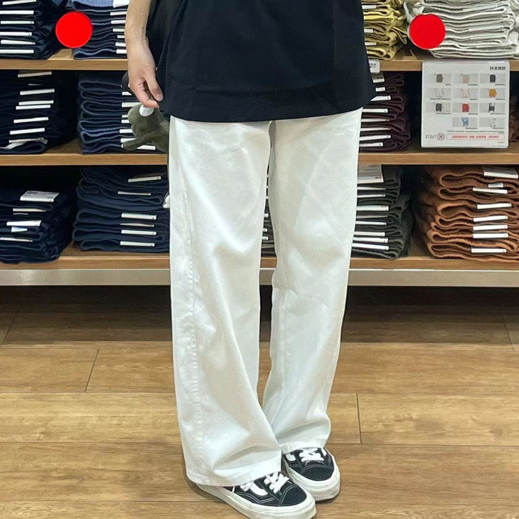 高腰日系复古米白色工装裤