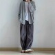 宽松垂感阔腿中性风灯笼裤 100纯棉日系复古ins直筒工装 裤 子男女潮