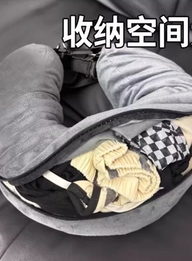 U型枕可填充衣物旅行便携式可塞衣服收纳袋飞机充气出差廉航神器