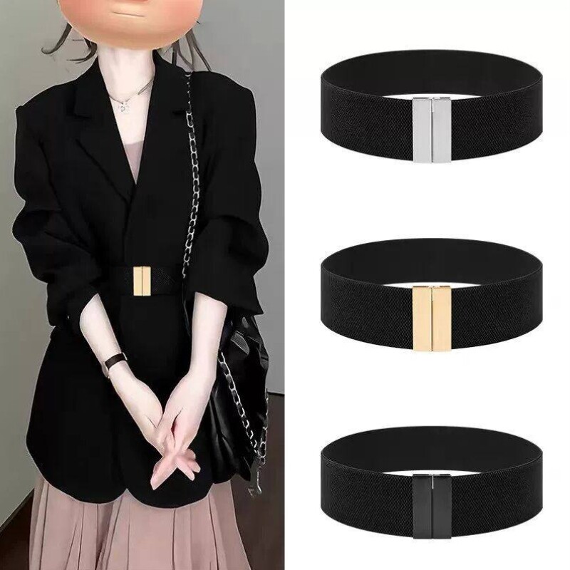 2025新款羽绒服腰带女士装饰配裙子大衣皮带弹力松紧女款宽腰封