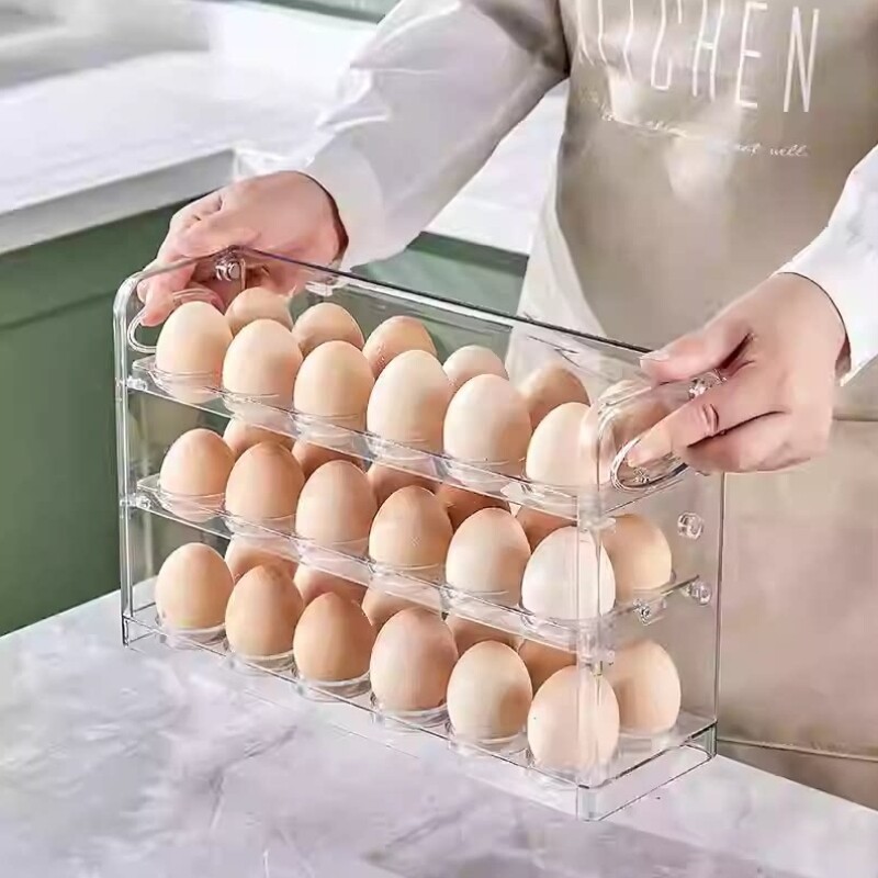 鸡蛋收纳盒冰箱侧门专用装放蛋格架托整理神器保鲜多层翻转鸡蛋盒