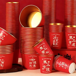 2026新年一次性碗野餐餐盒纸碗纸杯家用杯子碗筷套装过年饭盒餐具