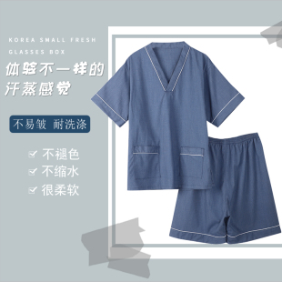 高档短袖 洗浴中心温泉洗浴足浴服女按摩睡衣汤泉桑拿服 汗蒸服男款