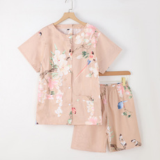 纯棉前后开艾灸服加胸垫SPA衣服