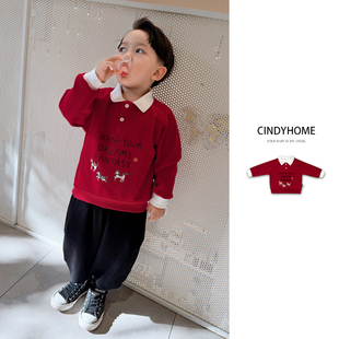 喜庆 卫衣儿童衣服童装 新款 休闲风冬季