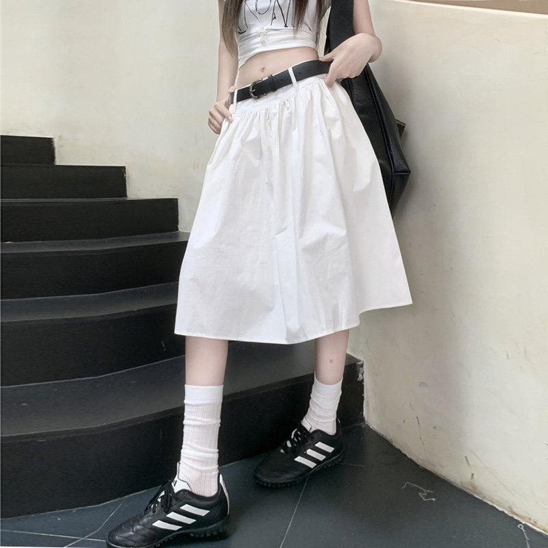 2026夏季小白裙中裙绝美巨好看a字裙子白色半身裙高级感显瘦遮胯