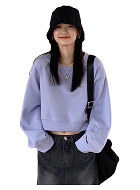甜美风少女显高浅紫色外穿卫衣