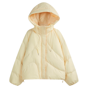 百思朵2025小个子短款鹅黄色棉服外套奶油黄棉衣宽松保暖加厚棉袄