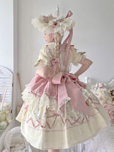 蔷薇下午茶现货可爱纯棉刺绣田园风优雅连衣裙包子猪lolita洋装