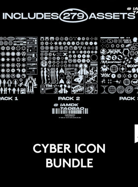 279款未来机能赛博朋克风logo徽标图标AI复古Y2K矢量图形插图素材