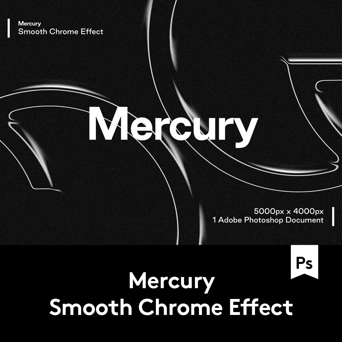 潮流金属质感镀铬3D立体字体效果标题Logo徽标设计PS样式模板素材