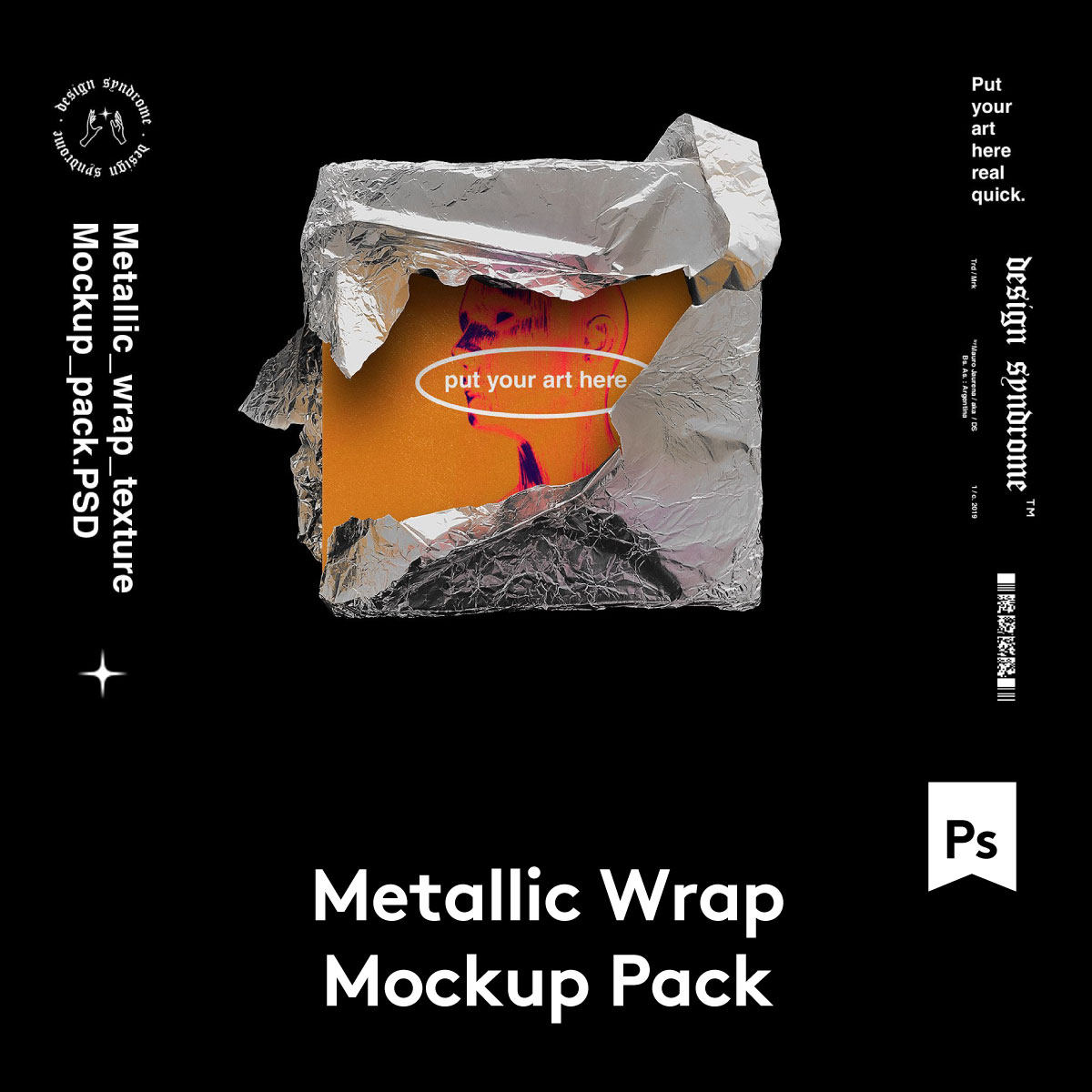 10款潮流金属铝箔锡纸CD包封面设计展示样机模板素材 M2020103001