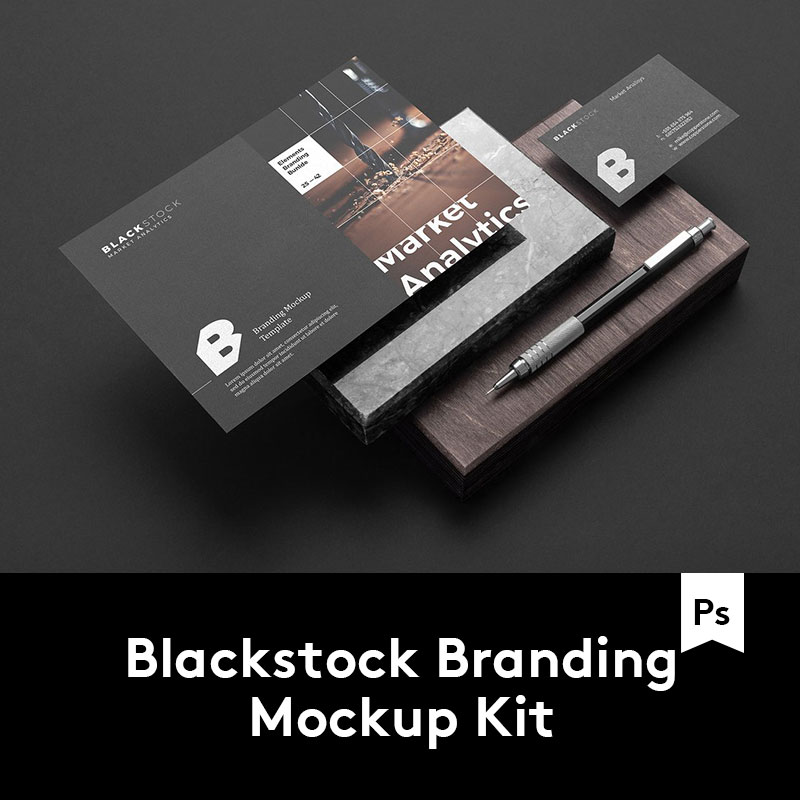 Blackstock Mockup黑色高端品牌VI办公用品样机模板 M2020040401-封面