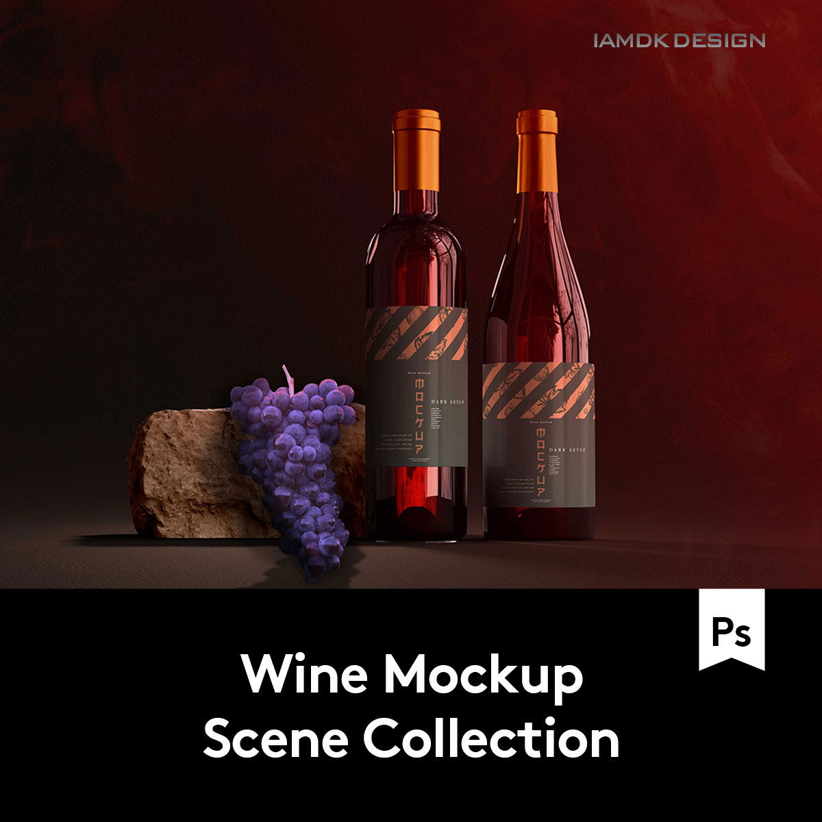 40款时尚逼真葡萄酒红酒品牌VI标签贴纸设计展示Ps贴图样机模板