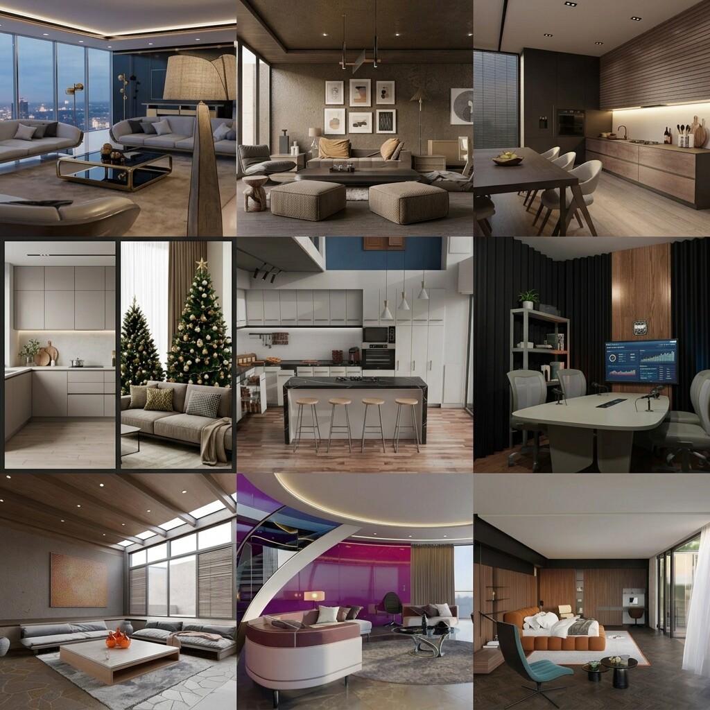Blender高级室内场景卧室厨房客厅餐厅资产3D模型合集包