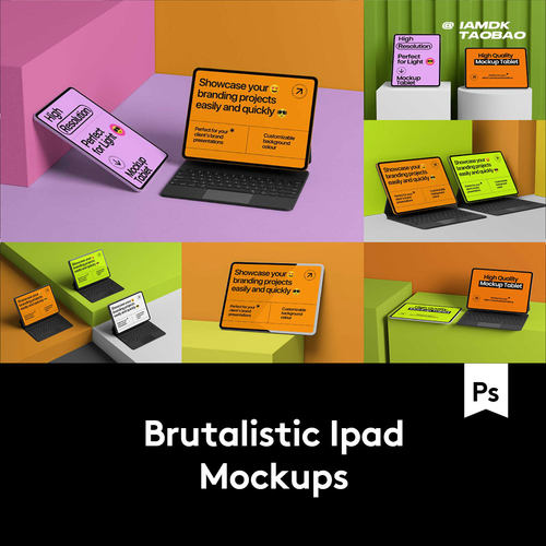 10款时尚APP用户界面设计iPad Pro屏幕演示效果图PSD展示贴图样机