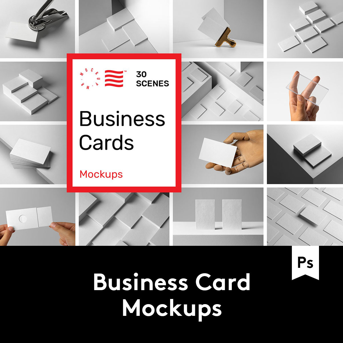 Business Card Mockup 30款商务名片场景样机PSD模板 M2020041903