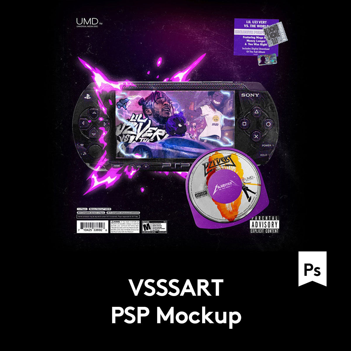 潮流复古PSP手柄游戏机设备屏幕演示样机PSD模板素材 M2021012401