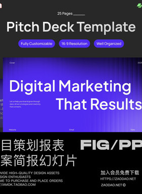 25页创意市场营销策划提案年报报表幻灯片设计PPT/Figma格式模板