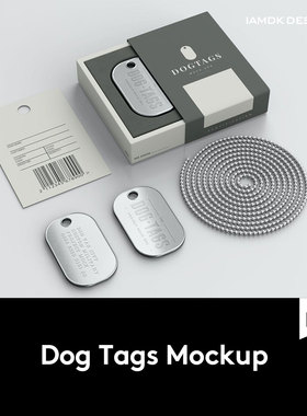 9款时尚金属宠物狗牌铭牌设计展示贴图PSD样机模板 M2021102701