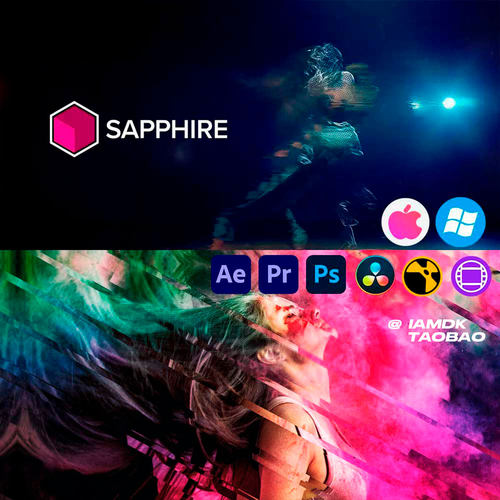 蓝宝石2024 AE/PR/PS/达芬奇/Nuke视频特效转场插件Win/Mac英文版