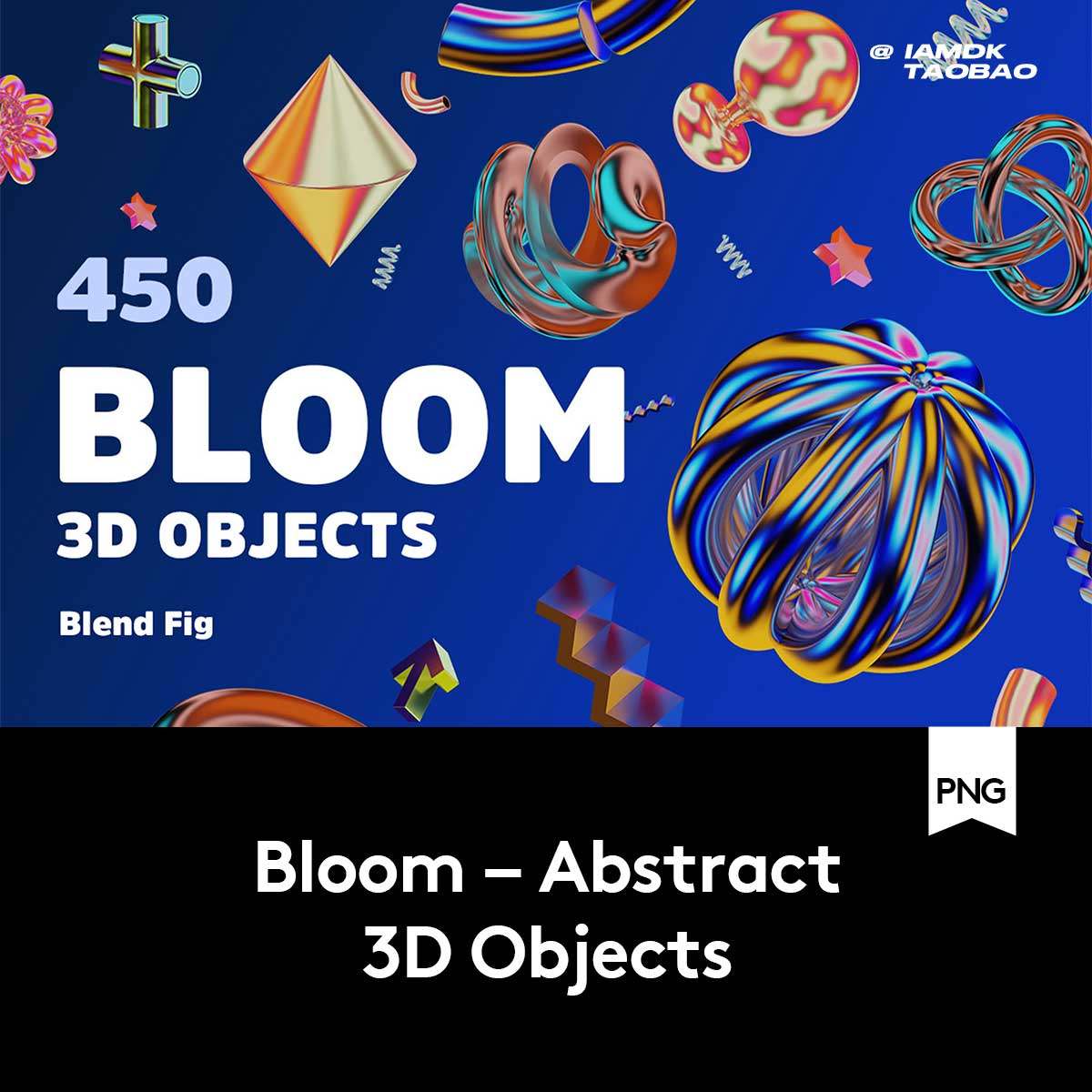 450款金属镀铬渐变3D立体抽象艺术几何图形PNG/BLEND/FIG格式素材