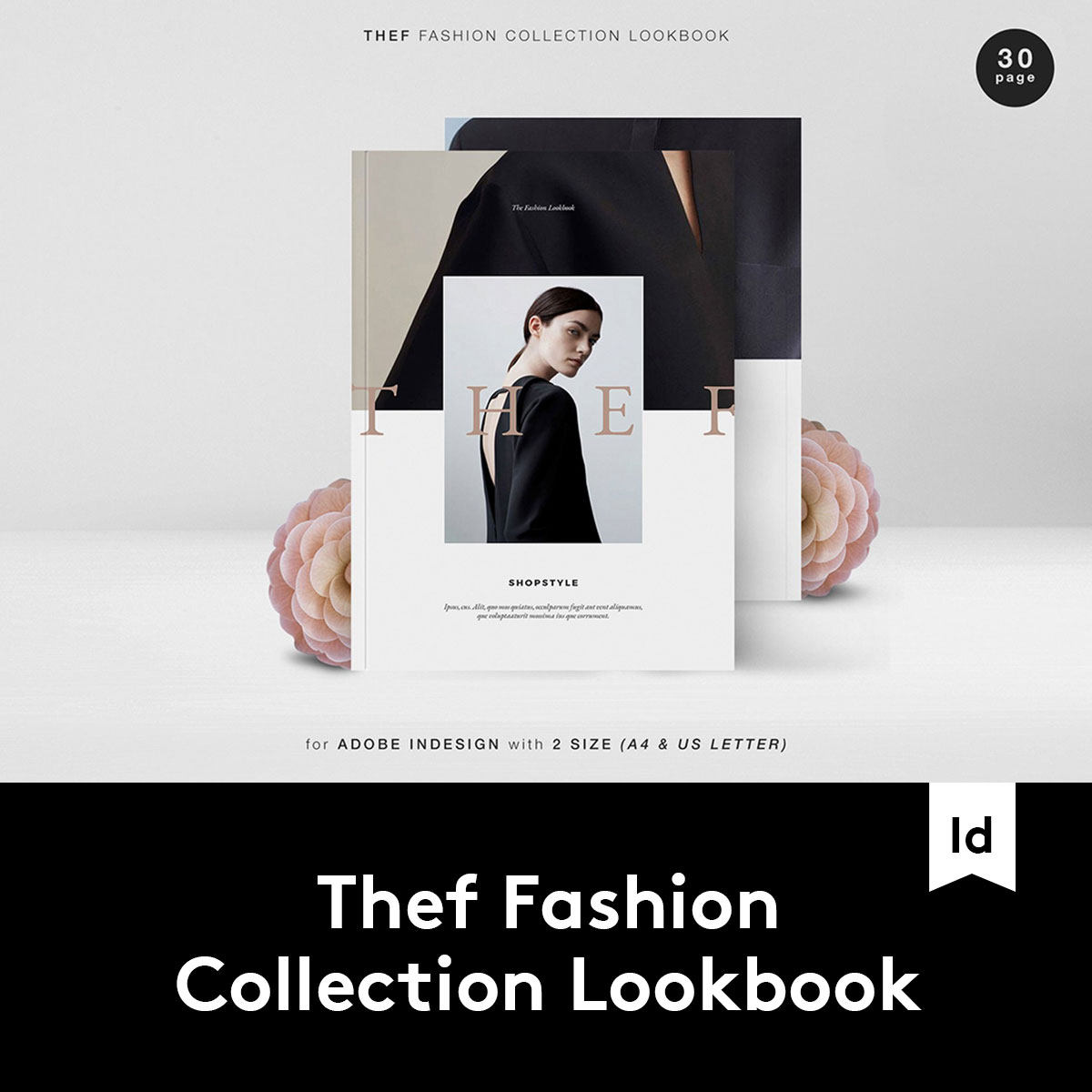 thef fashion lookbook 时尚简约女性服装作品集画册设计indd模板