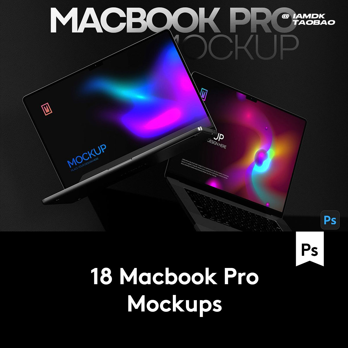 18款网站WEB UI设计展示黑化风MacBook Pro笔记本电脑PS贴图样机